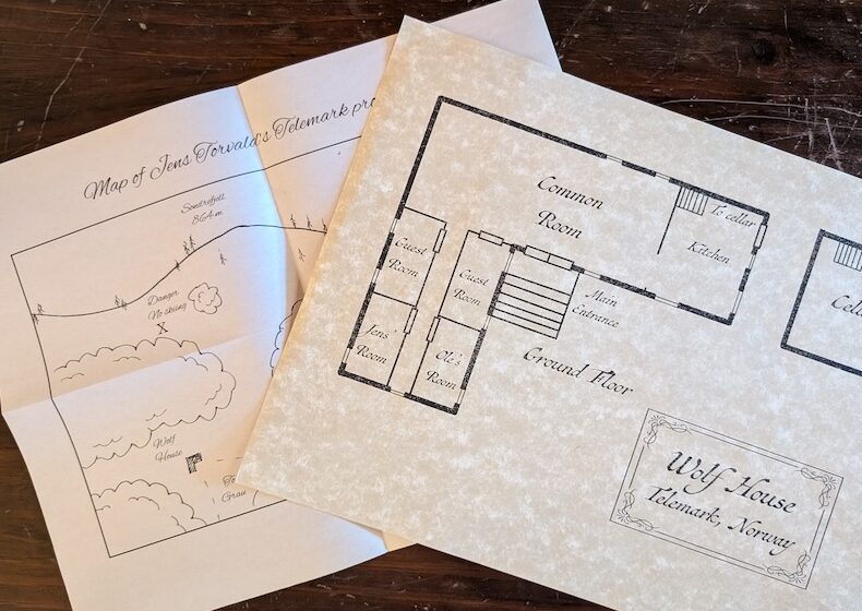 Maps of Wolf House and Jens Torvald's property from Wolf House Vaesen scenario